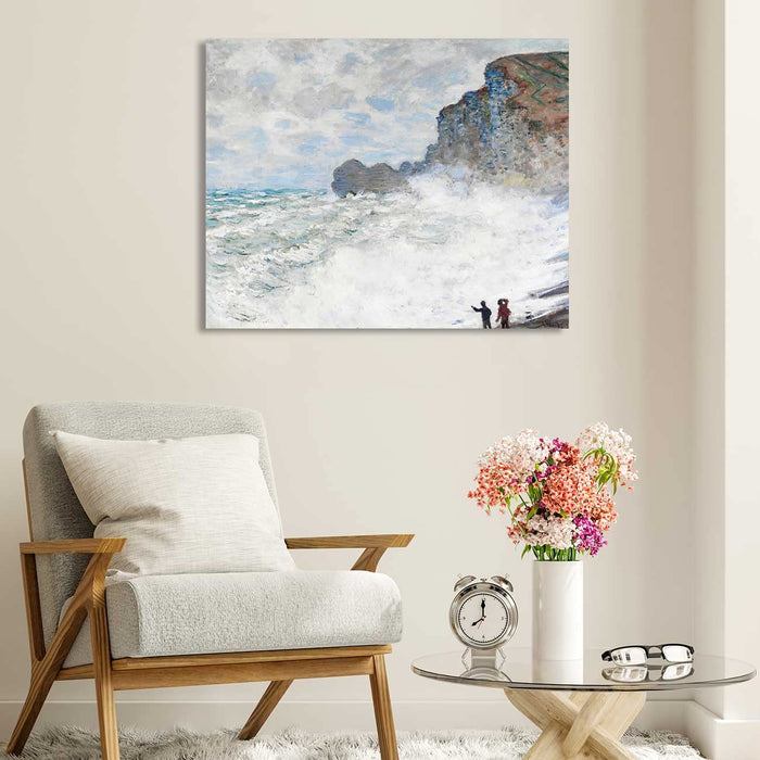 Canvas Painting Wall Art Print Picture The Beach at Honfleur Paper Collage Decorative Luxury Paintings for Home Décor (Blue, 16 x 22 Inches)