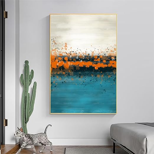 Art Street Canvas Painting Blue Ocean Framed Decorative Wall Art For Living Room (Size:23x35 Inch)