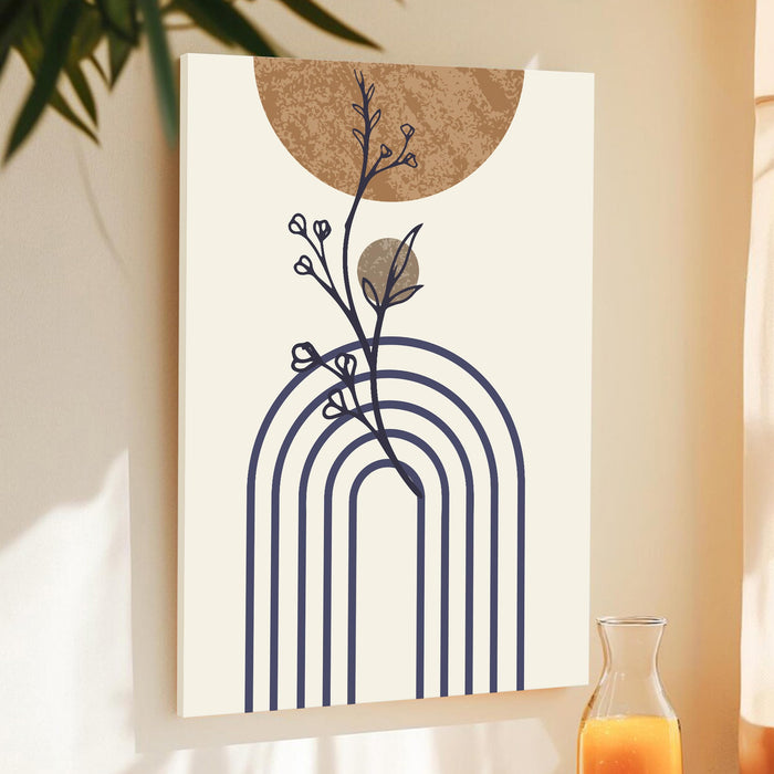 Abstract Rainbow Botanical Stretched Canvas Wall Art Modern Boho Illustration Painting for Home & Office Wall Decor, (16x22 Inch)