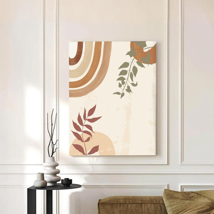 Abstract Botanical Leaves and rainbow Stretched Canvas Wall Art Modern Boho Illustration Painting for Home & Office Wall Decor, (16x22 Inch)