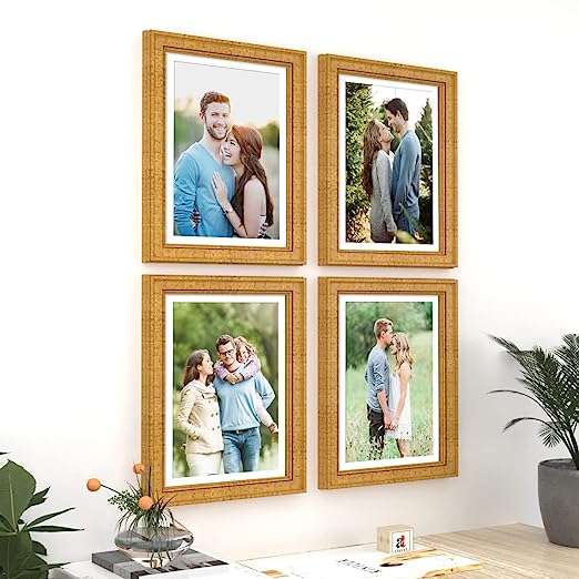Pace Series Premium Picture Frames A4 Set of 4 Wall Mounted Photo Frame Vertical & Horizontal Home Décor