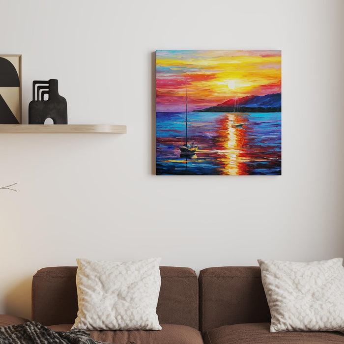 Stretched Canvas Painting Garden Theme Wall Art Print for Living Room (22x22 Inch)
