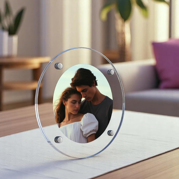 Acrylic Magnetic Picture Photo Frames 9x9 Cm Set of 2, Custom Acrylic Refrigerator, Round Shape Fridge Magnetic Photo Frames.