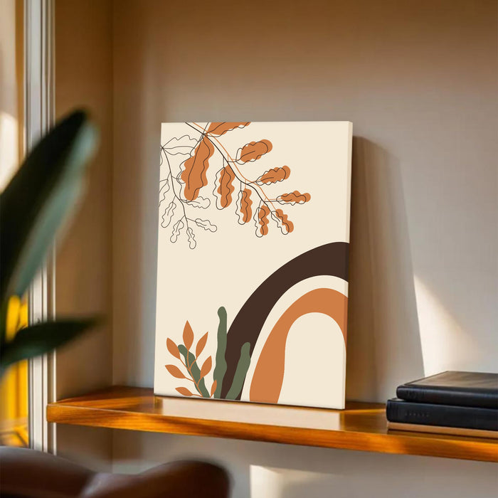 Abstract Nature Stretched Canvas Wall Art Modern Boho Illustration Painting for Home & Office Wall Decor, (16x22 Inch)