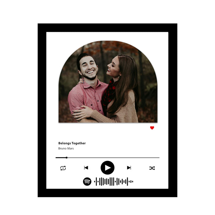 SNAP ART Customized Spotify Song with Photo, Personalized Frame with scannable code, Customized Gift (6x8 Inch, Black)