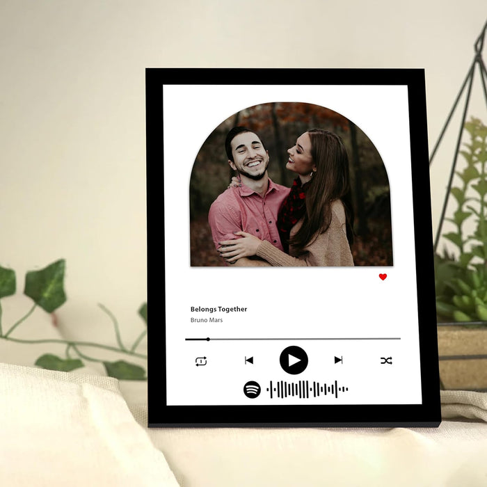 SNAP ART Customized Spotify Song with Photo, Personalized Frame with scannable code, Customized Gift (6x8 Inch, Black)