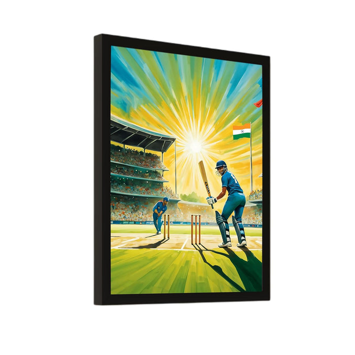 Art Street Embossed Laminated Run Hero Player Fair Cricketer Poster Framed Wall Art Prints For Living Room Decorative Home & Wall Décor Abstract Art (Set of 1, Size - 12.7x17.5 Inch)