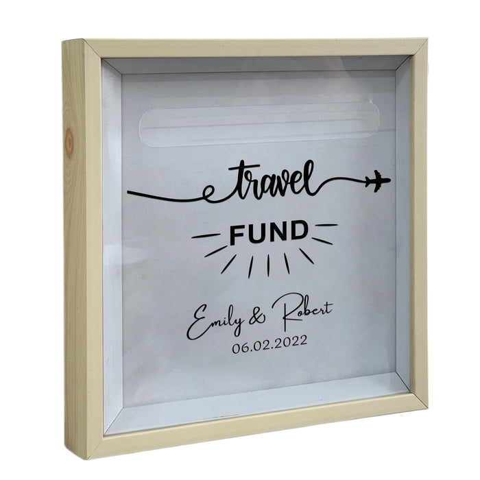 Art Street Archive Shadow Box for Travel Fund Memories, Memory Collection Box with Slot On Top, Beautiful Moments Printed Life in a Shadow Box Travel Gift Frame (10x10 Inch, Beige)