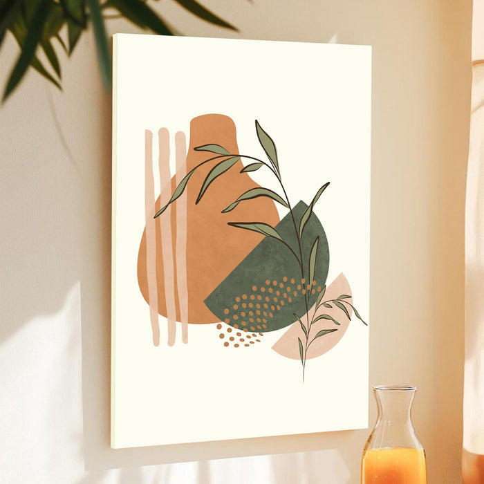Abstract vase Botanical Stretched Canvas Wall Art Modern Boho Illustration Painting for Home & Office Wall Decor, (16x22 Inch)