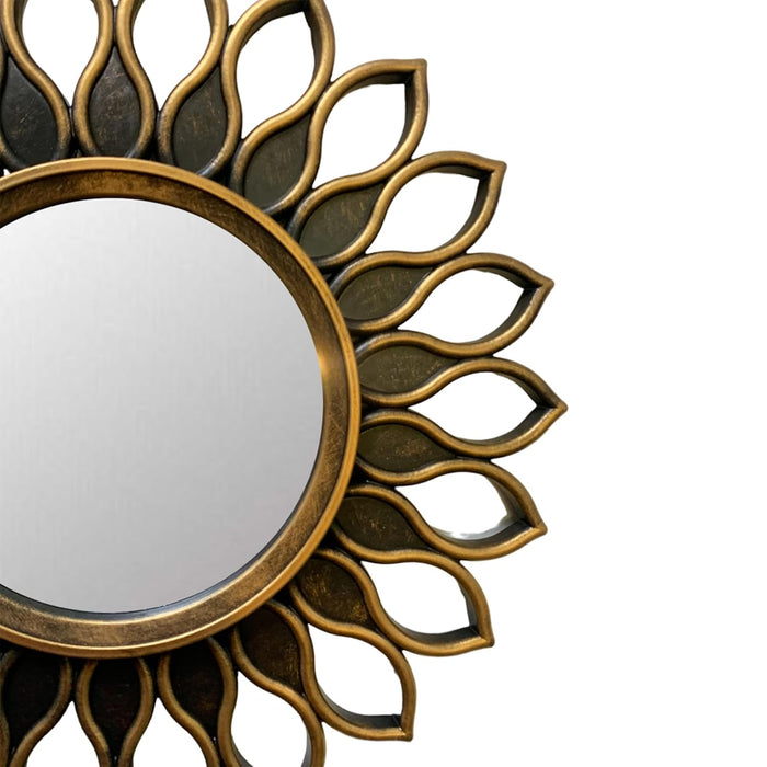 Art Street Decorative Wall Mirror Sunflower Designed for Home, Round Shape Brown Decorative Home Decor for Living Room Decoration(10x10 Inch)