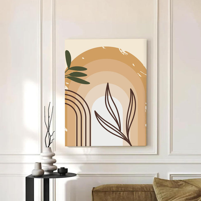 Abstract Rainbow leaves Stretched Canvas Wall Art Modern Boho Illustration Painting for Home & Office Wall Decor, (16x22 Inch)