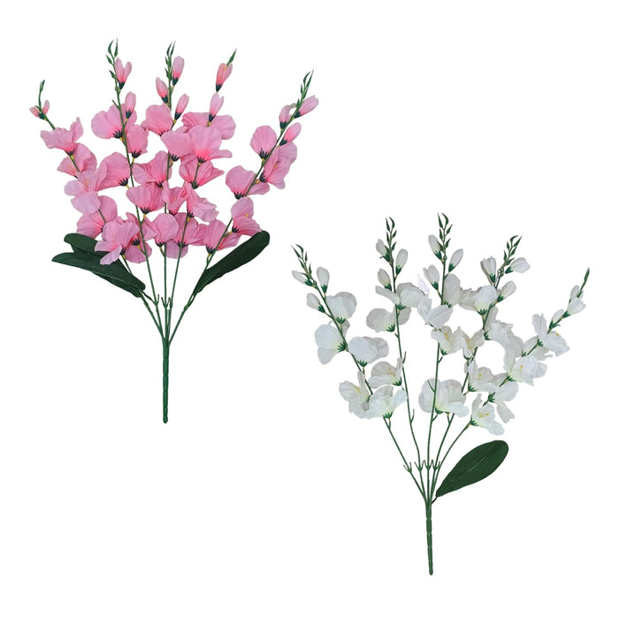 Art Street Artificial Gladiolus Flower Bunch for Vase, for Home Décor Table Placement Office Desk Artificial Flowers (27 Inch, Set of 2, Baby Pink-White) (Vase Not Included)