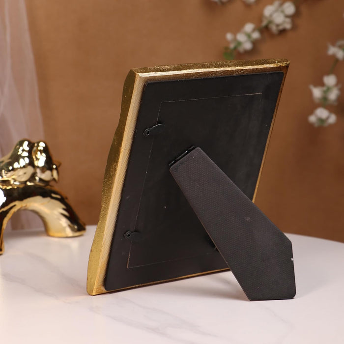 Vintage Photo Frame Golden Geometric – European Style Resin Picture Frame for Tabletop Display, Antique Look.
