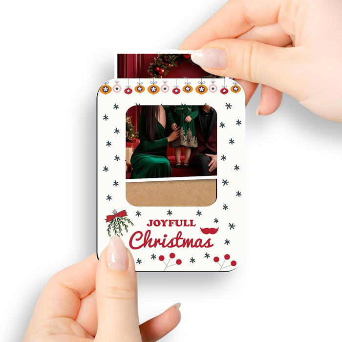 Magnetic MDF Fridge Photo Frame White Joyfull Christmas Magnetic Photo Frame for Refrigerator 8x10 cm