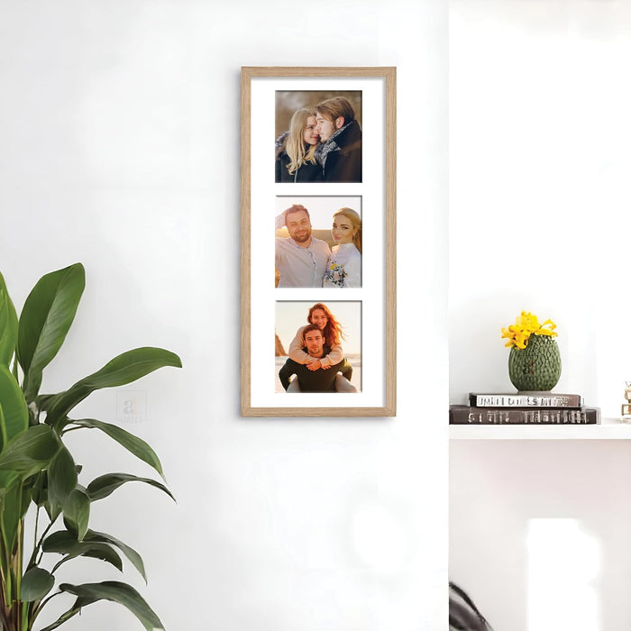 Photo Frame Collage 13x13 cm Photos Display 3 Oppenings Wall Mounting Home Décor Photo-Frame (23x49 cm)