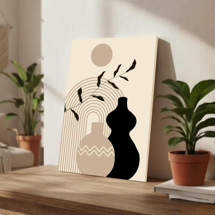 Abstract Vases Stretched Canvas Wall Art Modern Boho Illustration Painting for Home & Office Wall Decor, (16x22 Inch)