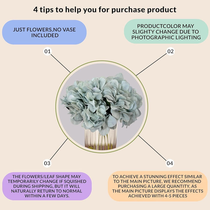 Art Street Artificial Blue Hydrangea Flower Stick for Vases| Faux Flowers|