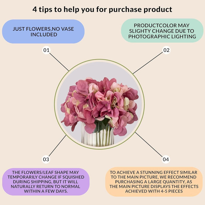 Art Street Artificial Pink Hydrangea Flower Stick for Vases| Faux Flowers|