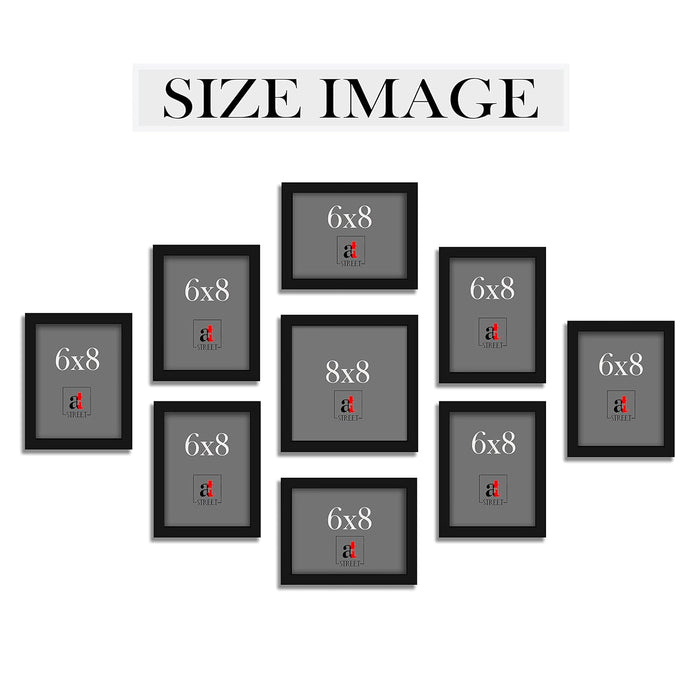 Art Street Collage Wall Photo Frame For Home Decoration - Set Of 9 (6x8-8 Pcs, 8x8-1 Pcs)