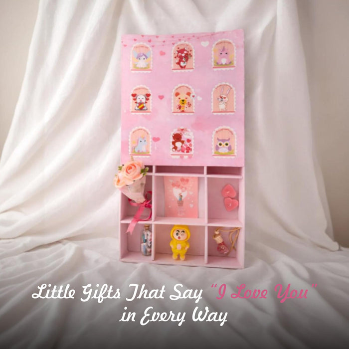 Valentine’s Day Gift Hamper for Her Him Couples Unique Valentine Gift Box Set of 9 Special Valentine Articles with Romantic Decor, Car Hanging Aroma Fragrance, Love Greeting Card