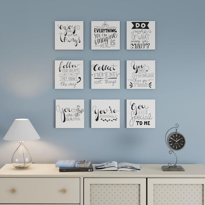 Art Street MDF Motivational Quotes Wall Art Print, Modern Square Wall Plate, Decorative Home Décor for Living Room, Bedroom & Office (Set of 9, Size: 7.65x7.65 Inch)