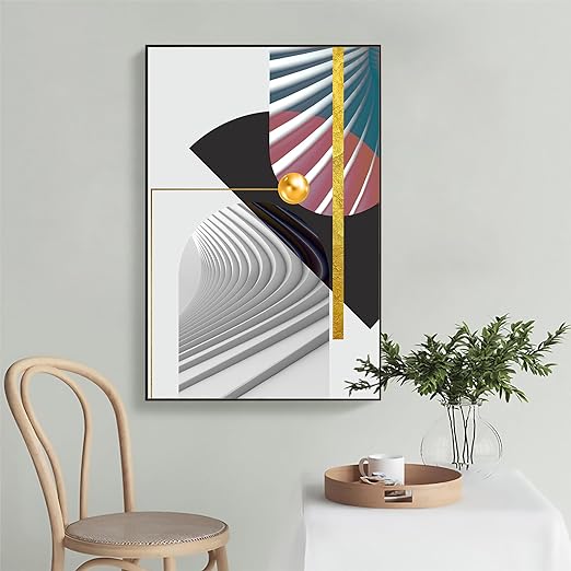 Art Street Canvas Painting Simply soulful Geometrical Framed Decorative Wall Art For Living Room (Size:23x35 Inch)