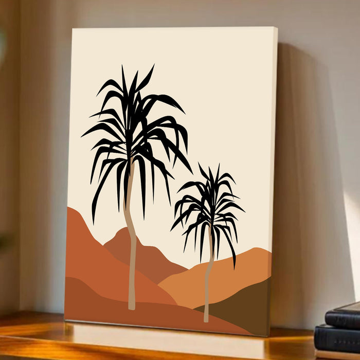 Abstract Palm Tree Stretched Canvas Wall Art Modern Boho Illustration Painting for Home & Office Wall Decor, (16x22 Inch)