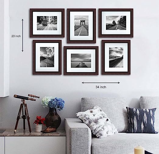 Art Street Decorative Premium Set of 6 Individual Wall Photo Frame (6" X 8" Picture Size matted to 4" x 6") - White