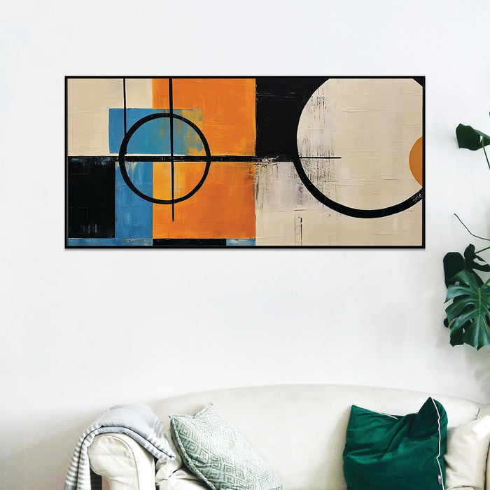 Art Street Abstract Geometric Shape Large Canvas Painting Panel for Home Décor (Black, 23x47 Inch)