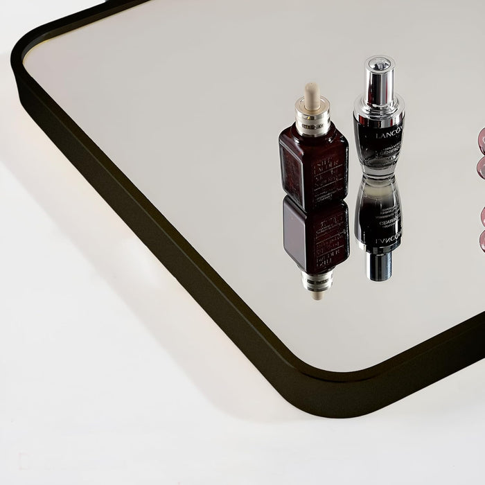 Rectangular Decorative Wall Mirror with Aluminum Metal Frame Gold | Rounded Rectangular Vanity Mirror (Gold, 46x61 cm)