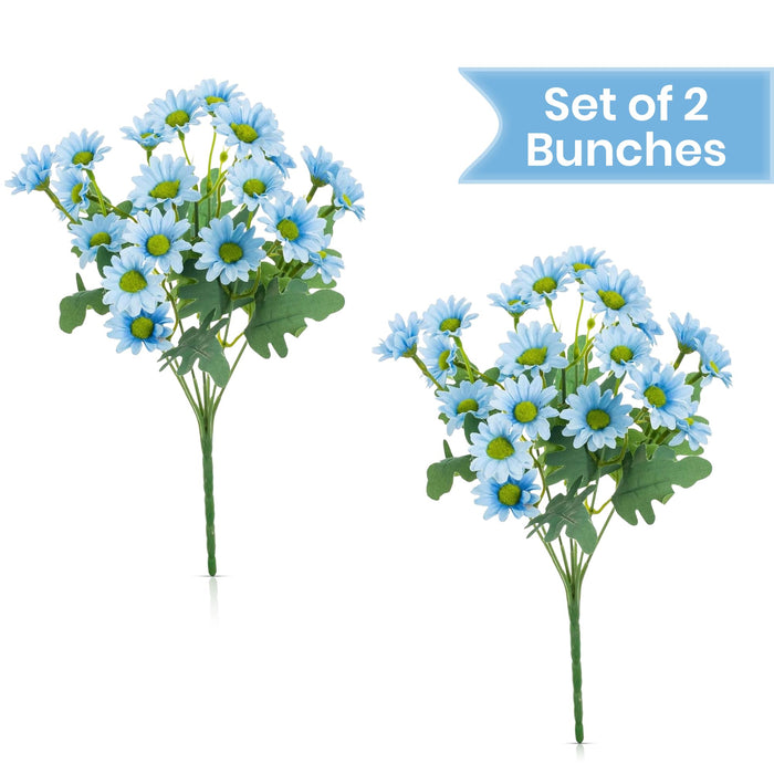 Art Street Artificial Blue Flowers Bunch |Daisy Flowers for Home | Living Room, Valentine Day Décor |Christmas Day, New Year Gift, 7 Head 21 Flowers| Pack of 2|Size 13 INCH, (Without Vase)