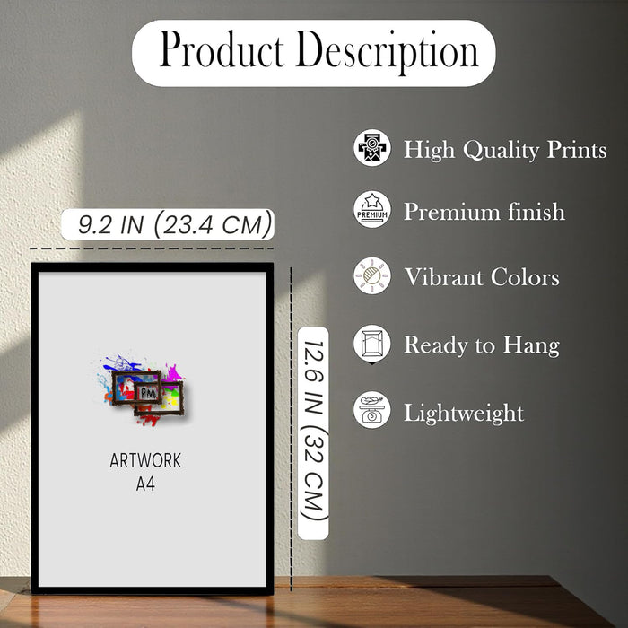 Luxury Supercars Framed Painting Wall Art Painting Set of 4 | Ferrari, Porsche, Bugatti & Lamborghini Illustration Prints for Living Room & Office D cor, 23x32 cm