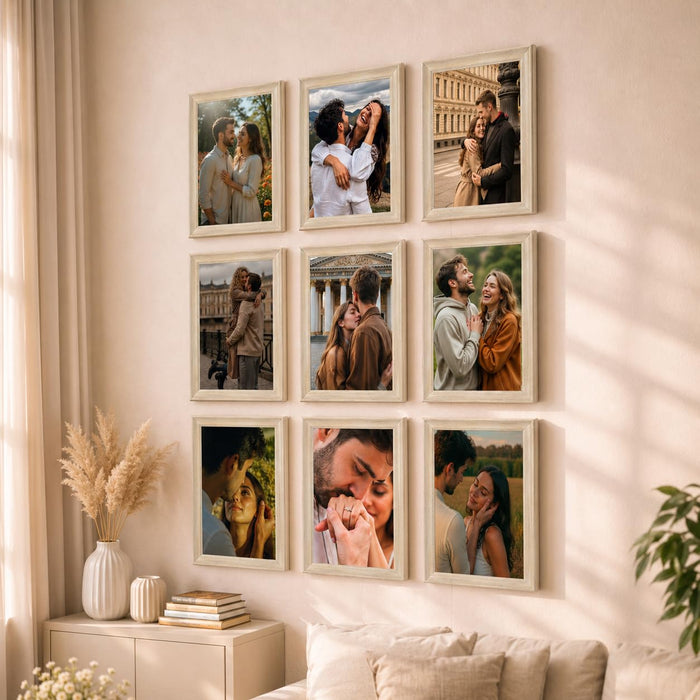 Wooden Cave Design Photo Frame Set of 9 | Black Picture Frames for Photos, Artwork & Certificates | Wall Décor for Living Room & Home (11x14 Inch)