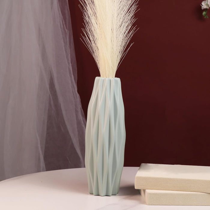 Beautiful Flower Vases, PVC Pot for Plants Stand Twisted Geometric Texture Grey Vase Pot, Made of Durable Plastic PVC Height - 22 cm