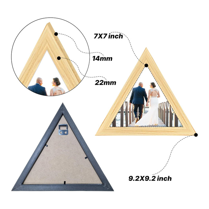Triangular Wall Photo/Picture Frame Set of 3, and 'Mr & Mrs' Word (Size 9.2x9.2 Inch)