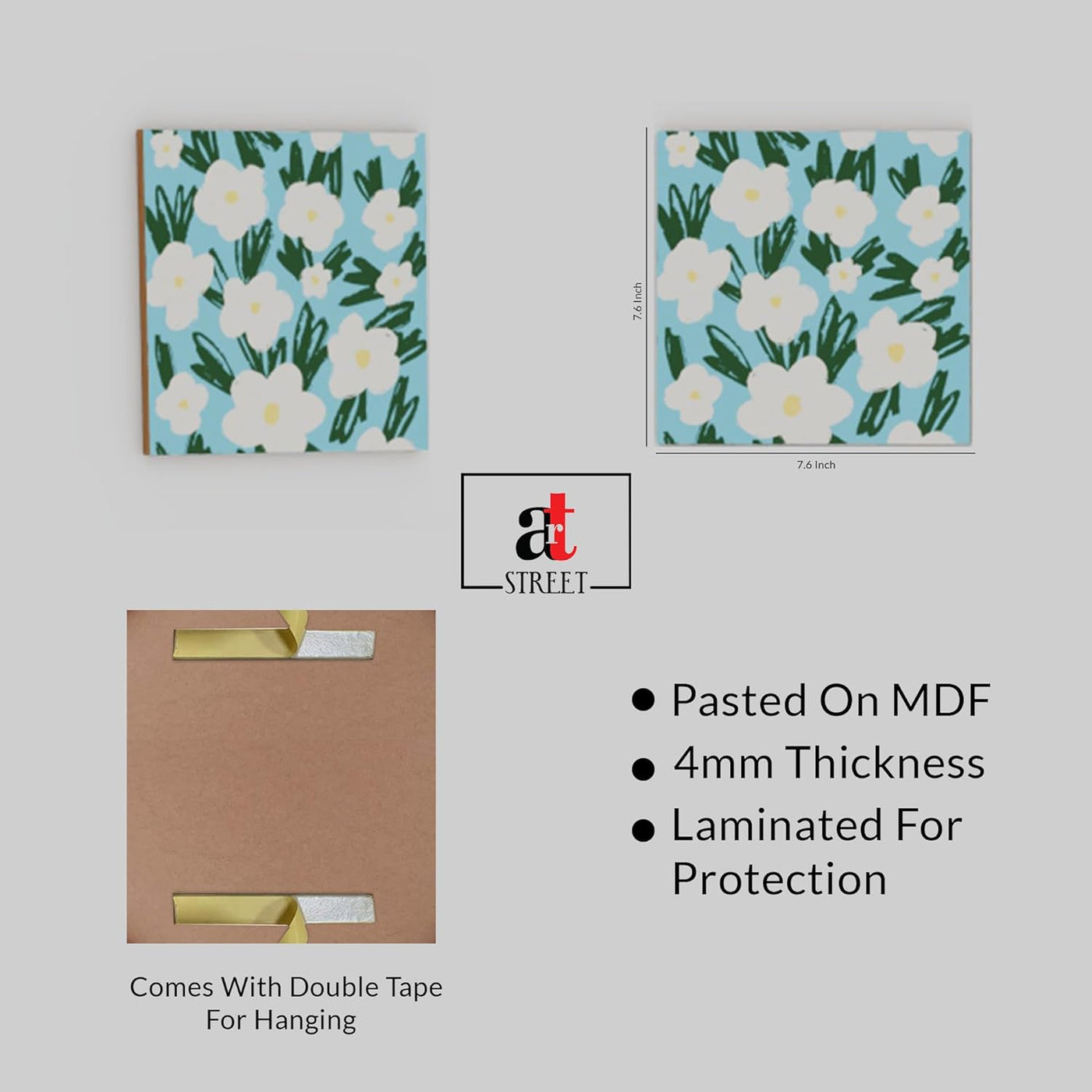 Square Fall Plate Art Street MDF Floral Wall Art Print, Modern Square Wall Plate, Decora ...