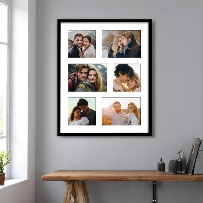 Photo Frame Collage 13x18, 13x13 cm Photos Display 6 Openings Wall Mounting Home Décor Photo-Frame (44x54 cm)