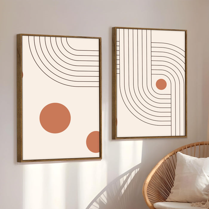 Boho Geometric Abstract Canvas Wall Painting Bohemian Large Wall Art Painting for Living Room Decoration, Stylish Large Wall Art Print for Wall Decor (Set of 2, 58x89 cm)
