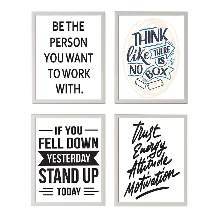 Art Street Motivational Poster Be the Person You Want to work with Art Prints For Room Decoration (Set Of 4, 13x17 Inch)
