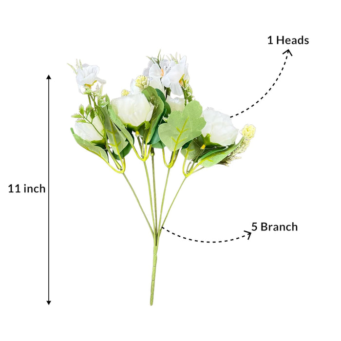 Artificial White Rose, Silk Flowers, Fake Bouquet Bunch for Vase, for Home Décor Table Placement Office Desk (11 Inch, Set of 2) (Vase Not Included)