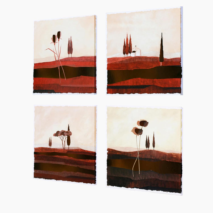 Abstract Landscape Tonalism Pattern Wall Art Painting Set of 4 | Digital Print (12 x12Inches)