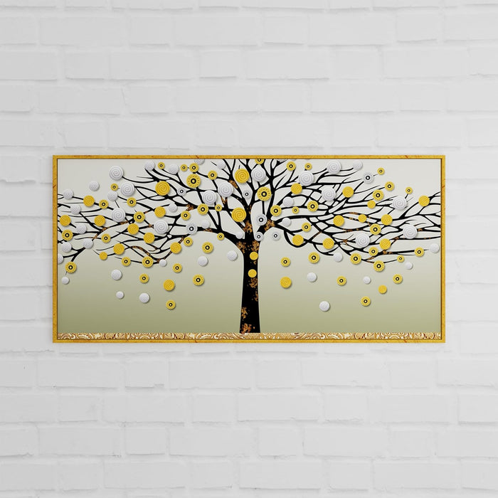 Art Street Abstract Polka Tree Large Canvas Painting Panel for Home Décor (Gold, 23x47 Inch)