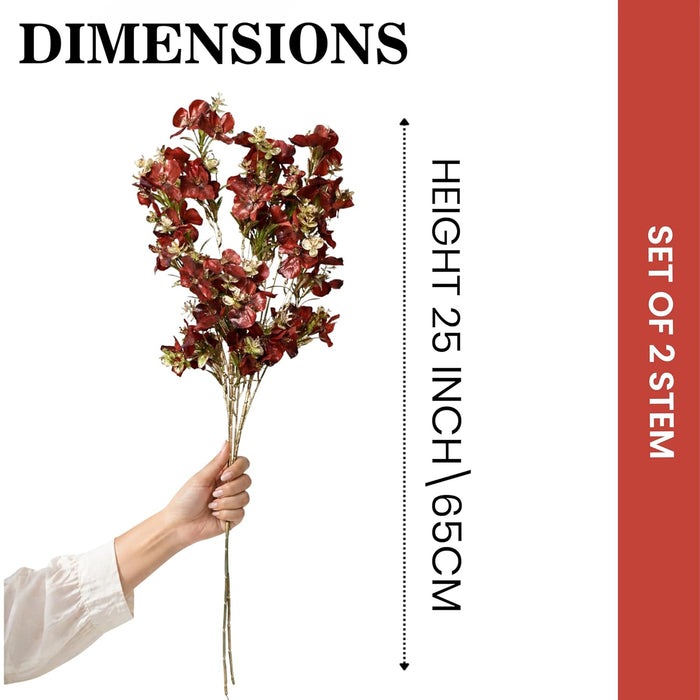 Art Street Artificial Red Flower Stems with Cream Accents – Realistic Faux Floral Branches for Home Décor, Vase Fillers