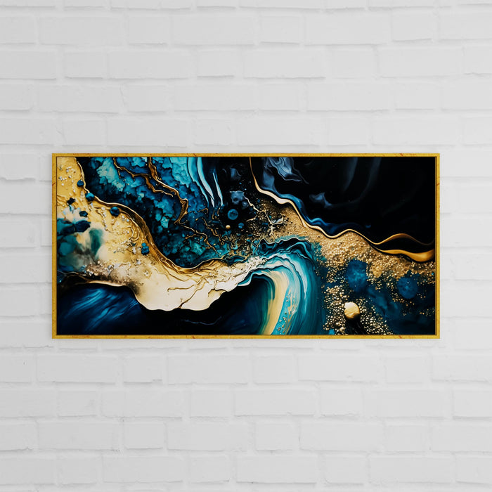 Art Street abstract Green Marble Large Canvas Painting Panel for Home Décor (Gold, 23x47 Inch)