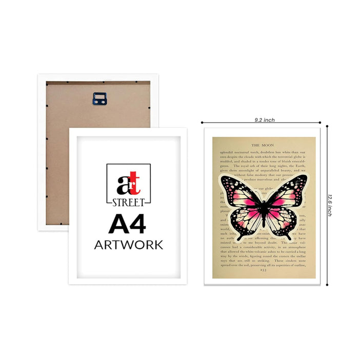 Art Street Dictionary Art Prints Colorful Textured Butterflies Theme, Framed Posters for Home Décor & Wall Decoration for Living Room (Set of 3,12.6 X 9.2 Inch)