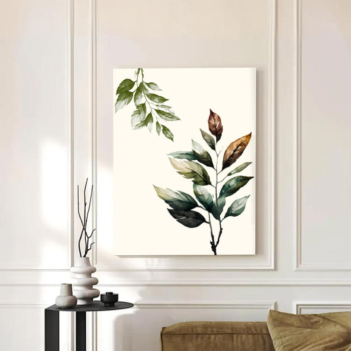 Abstract Botanical Green Leaves Stretched Canvas Wall Art Modern Boho Illustration Painting for Home & Office Wall Decor, (16x22 Inch)