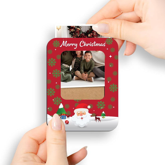 Magnetic MDF Fridge Photo Frame Red Merry Christmas Fridge Personalized Magnetic Photo Frame for Refrigerator 8x10 cm