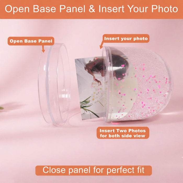 Art Street Pink Heart Glitter Liquid Photo Frame, Tabletop Frame with Swirling Glitter Hearts, Acrylic Water Frames for Valentine's Day Gift, Romantic Keepsake, Personalized Photo Gift, 3.5x3.5 Inch