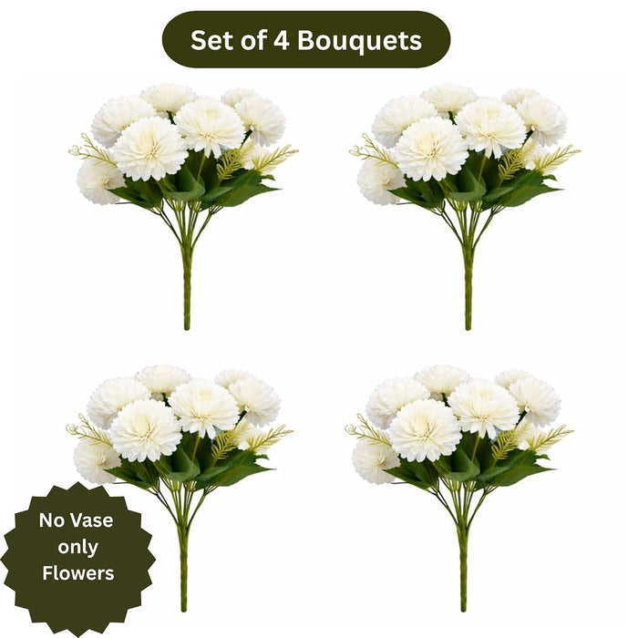 Art Street Artificial Flower Bunch| Silk White Hydrangea Flower for Home|
