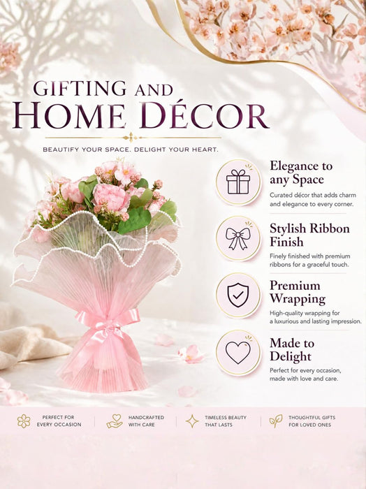 Art Street Artificial Pink Rose Flower Bouquet for Home Décor